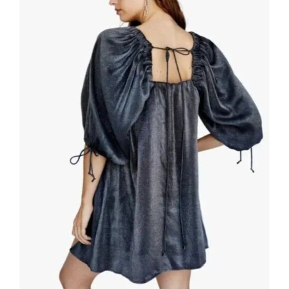 Free People Women's Mara Mini Dress Matalic Charcoal Sz XS NEW - Picture 2 of 11